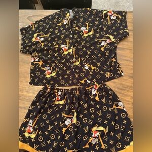 Mickey Mouse and LV collaboration, black and Gold XXL Two-Piece Set